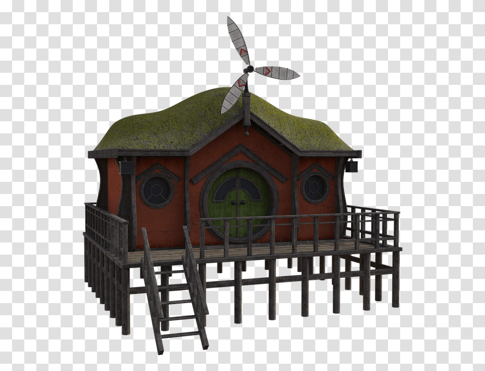 Fantasy Fairy Hut 3d Mystical Porch Doors Roof, Tennis Racket, Wood, Machine, Animal Transparent Png