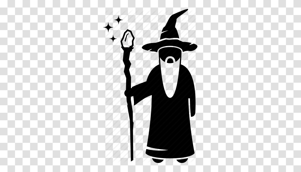 Fantasy Gandalf Magician Medieval Sorcerer Staff Wizard Icon, Piano, Leisure Activities, Musical Instrument, Silhouette Transparent Png