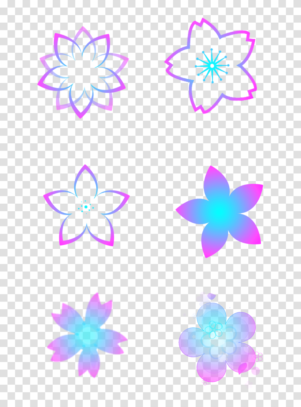 Fantasy Gradient Floral Decorative Elements Dreamy Vector Graphics, Pattern, Flower, Plant Transparent Png