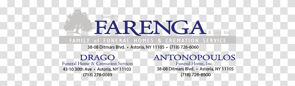 Farenga Funeral Home And Cremation Service Astoria New Farenga Funeral Home Astoria Ny, Text, Alphabet, Number, Symbol Transparent Png