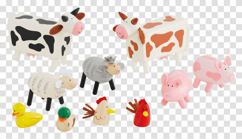 Farm Animals Wooden Farm Animals, Cow, Cattle, Mammal, Pig Transparent Png