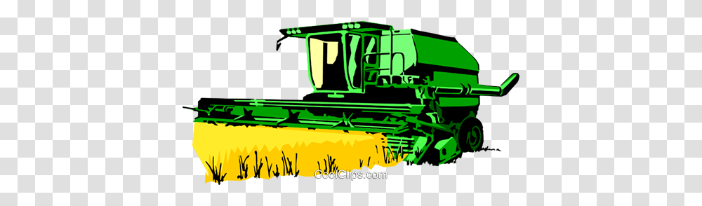 Farm Combine Royalty Free Vector Clip Art Illustration, Tractor, Vehicle, Transportation, Machine Transparent Png