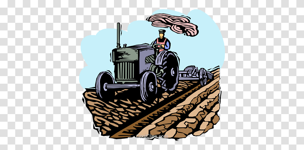 Farmer With A Tractor Royalty Free Vector Clip Art Illustration, Car, Vehicle, Transportation, Person Transparent Png