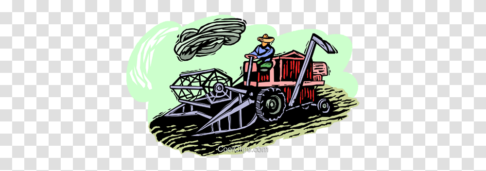 Farmer With A Tractor Royalty Free Vector Clip Art Illustration, Vehicle, Transportation, Bulldozer, Person Transparent Png