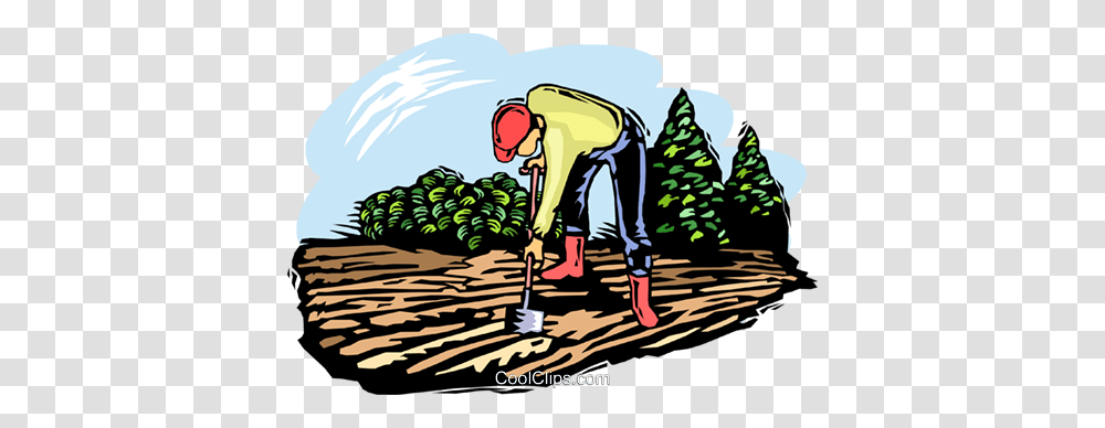 Farmer Working The Soil Royalty Free Vector Clip Art Illustration, Plant, Sport, Sports, Outdoors Transparent Png