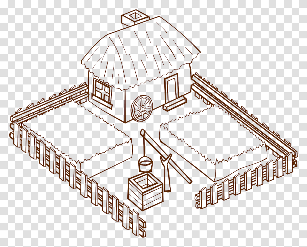 Farmhouse Farmyard Farm Clipart Black And White, Drawing, Housing, Building, Wood Transparent Png