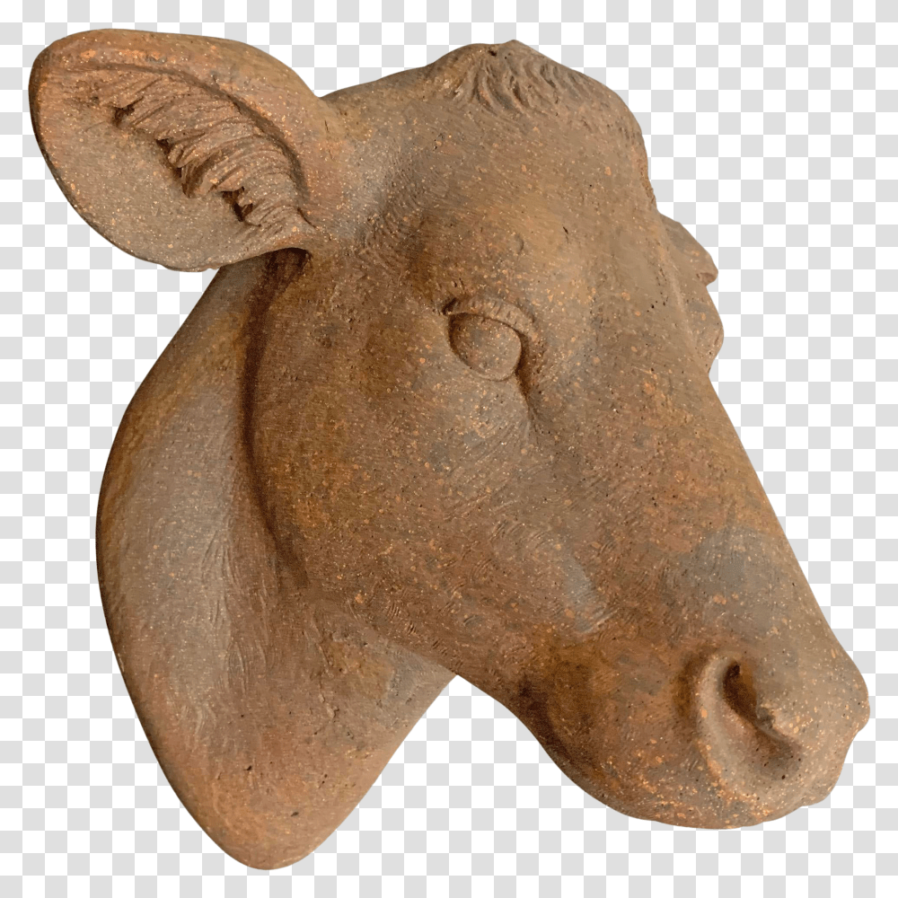Farmhouse Terra Cotta Cow Head Animal Figure Transparent Png