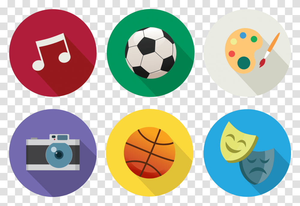 Fasc Icons Circle Sports And Fine Arts, Soccer Ball, Plectrum Transparent Png
