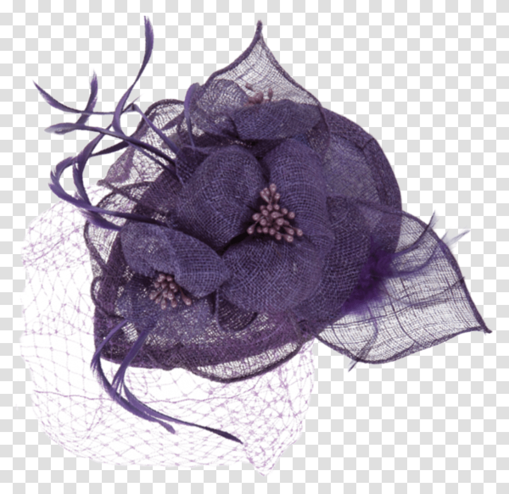 Fascinator Hat Purple, Plant, Apparel, Flower Transparent Png