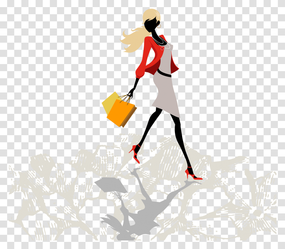 Fashion Euclidean Vector Illustration Women With Shopping Bags, Poster, Advertisement Transparent Png