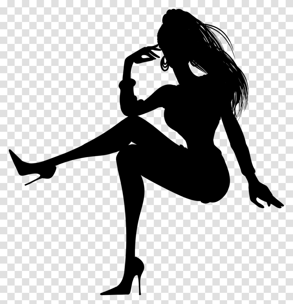 Fashion Female Girl Human People Person Silhouette Girl Sitting, Gray Transparent Png