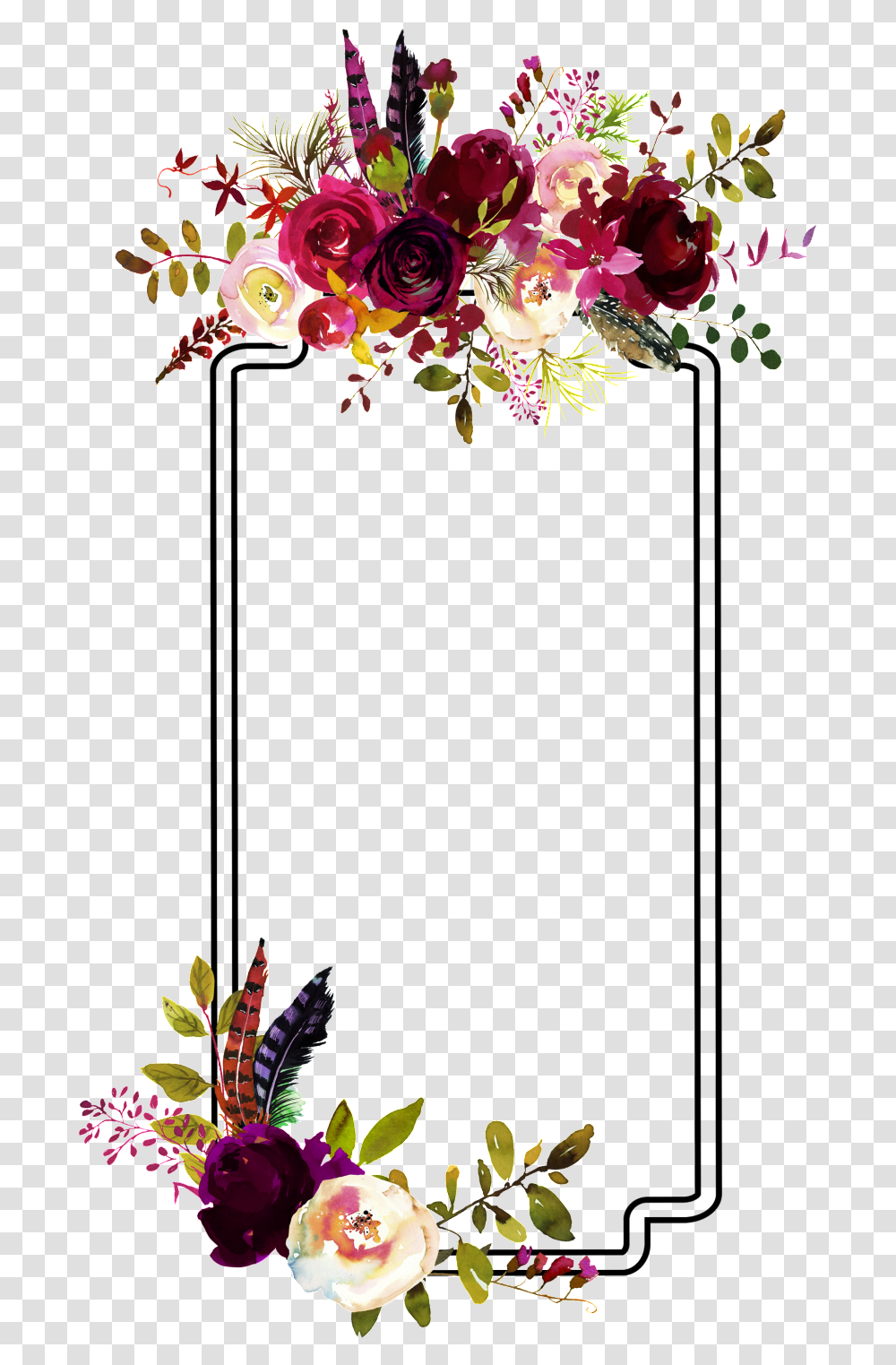 Fashion Flower Border Decoration Vector Burgundy Flowers Free, Floral Design, Pattern Transparent Png