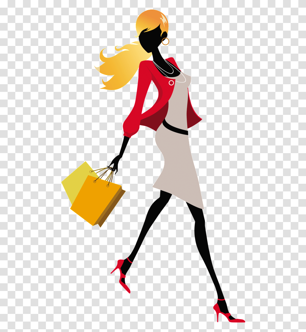 Fashion Girl Vector In, Person, Human, Bag, Shopping Bag Transparent Png