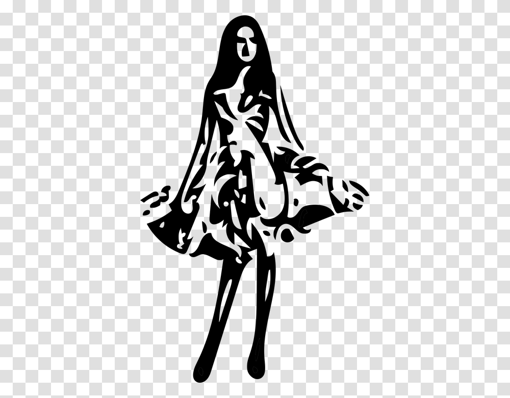 Fashion Logo Dress Woman Female Silhouette Design Illustration, Gray, World Of Warcraft Transparent Png
