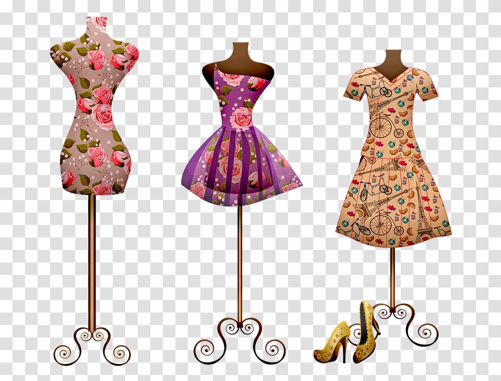 Fashion Mannequin Women Purse Make Up Perfume Fashion Mannequin, Dress, Floral Design, Pattern Transparent Png