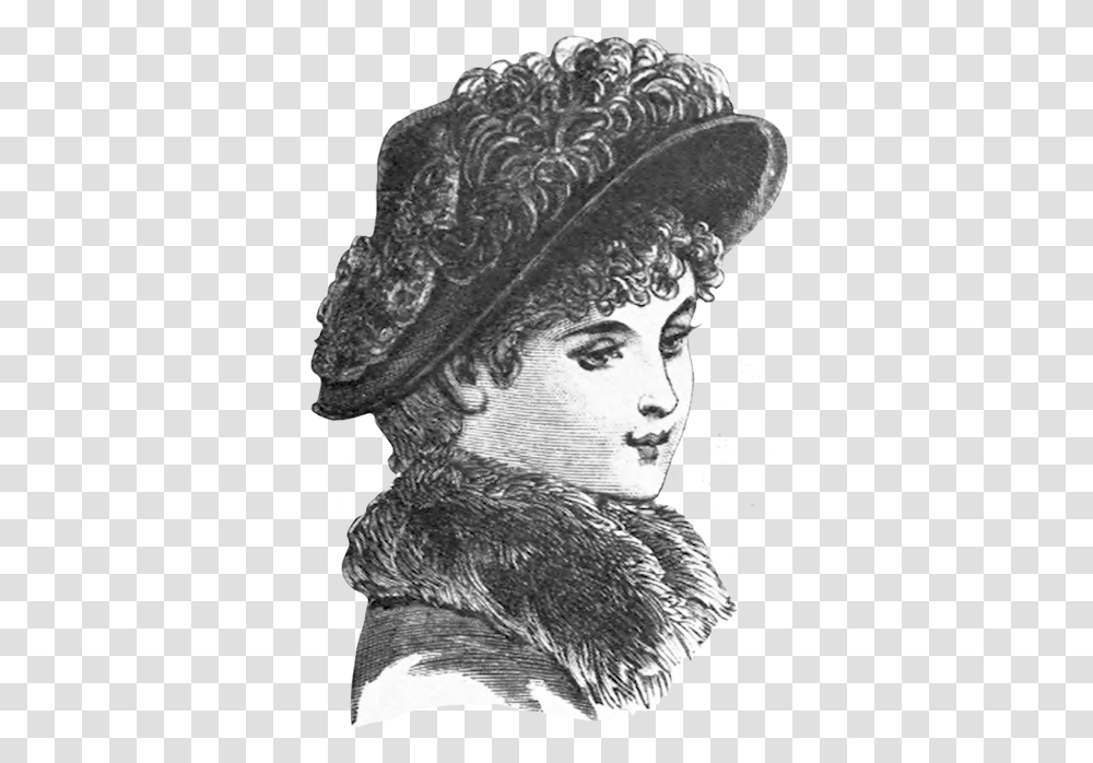 Fashion Sketch Of Victorian Woman Hat Headpiece, Apparel, Drawing Transparent Png