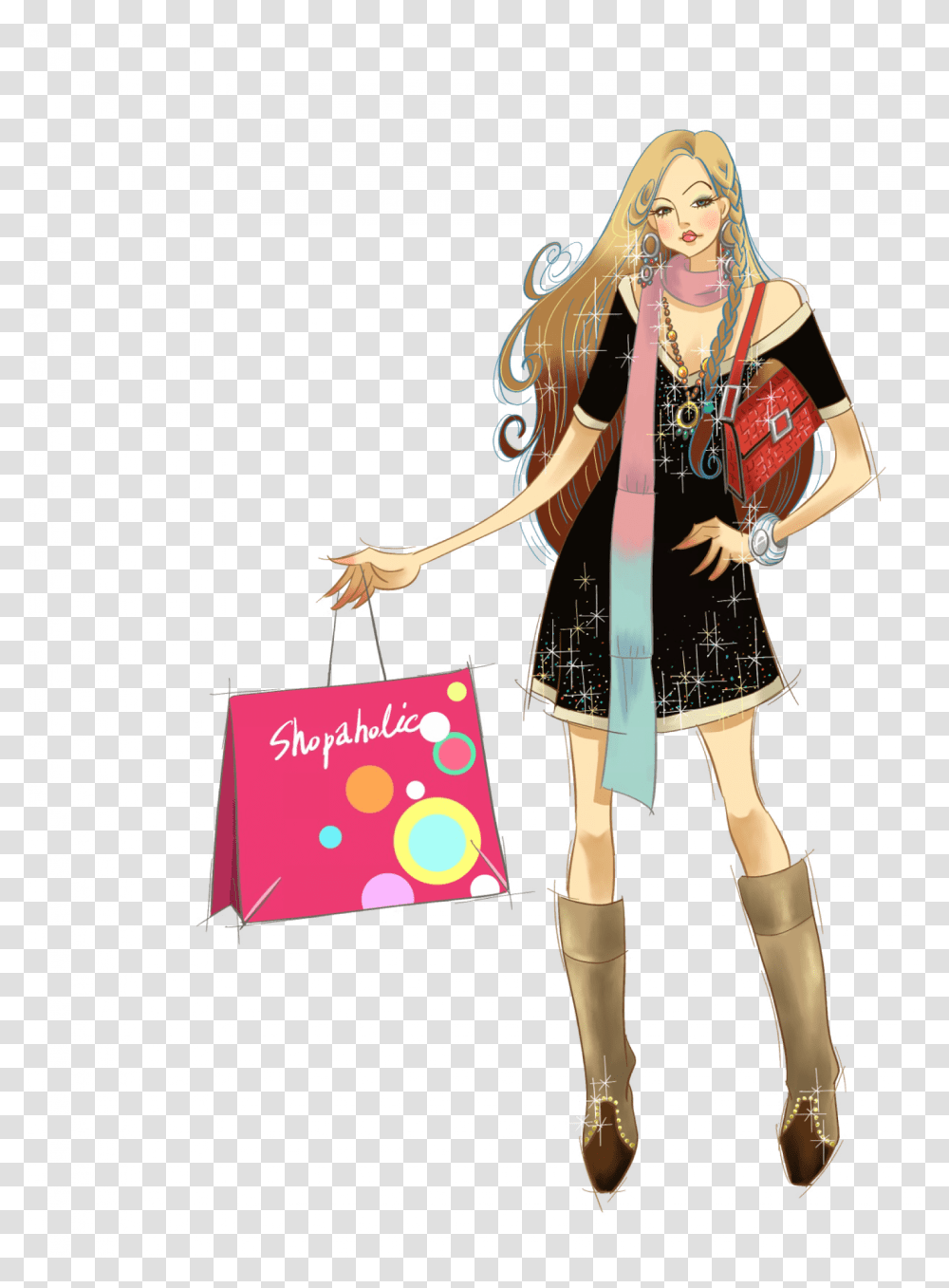 Fashion Vector Shopping Girl, Person, Toy, Figurine, Doll Transparent Png