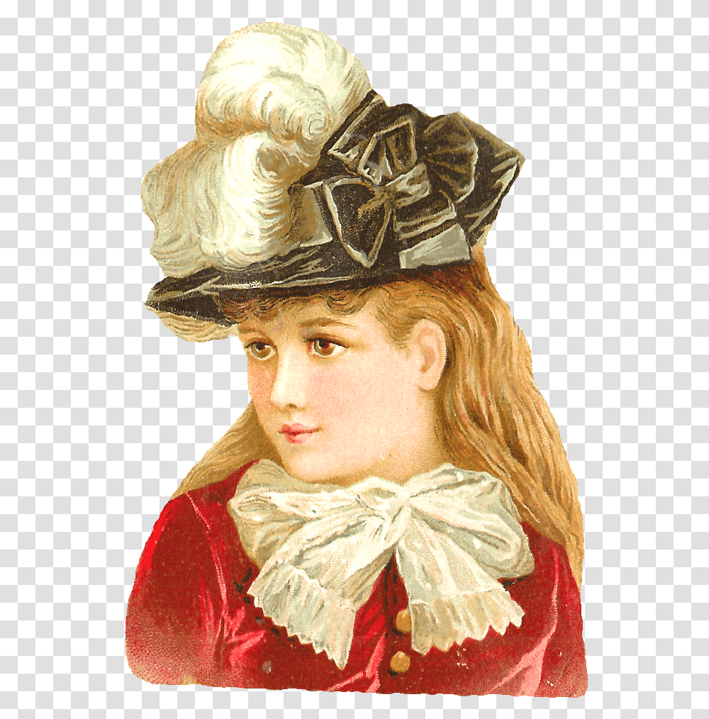 Fashion Vintage Hat Girl Victorian Image, Person, Human, Apparel Transparent Png