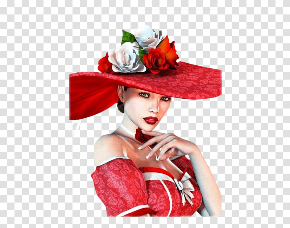 Fashion Woman With Hat With Red Lipstick Photo, Apparel, Person, Human Transparent Png