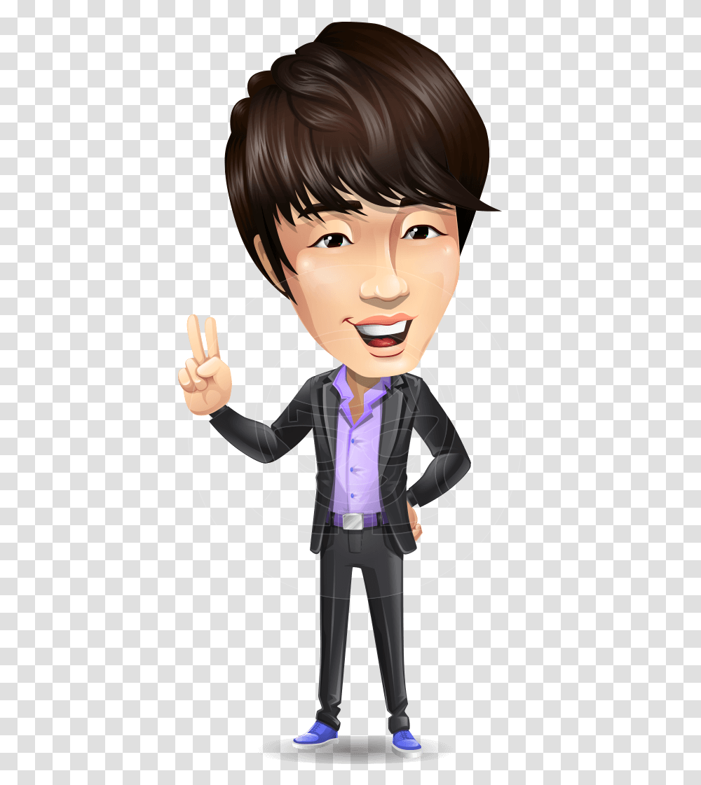 Fashionable Asian Man Cartoon Vector Character Asian Characters, Person, Human, Doll, Toy Transparent Png