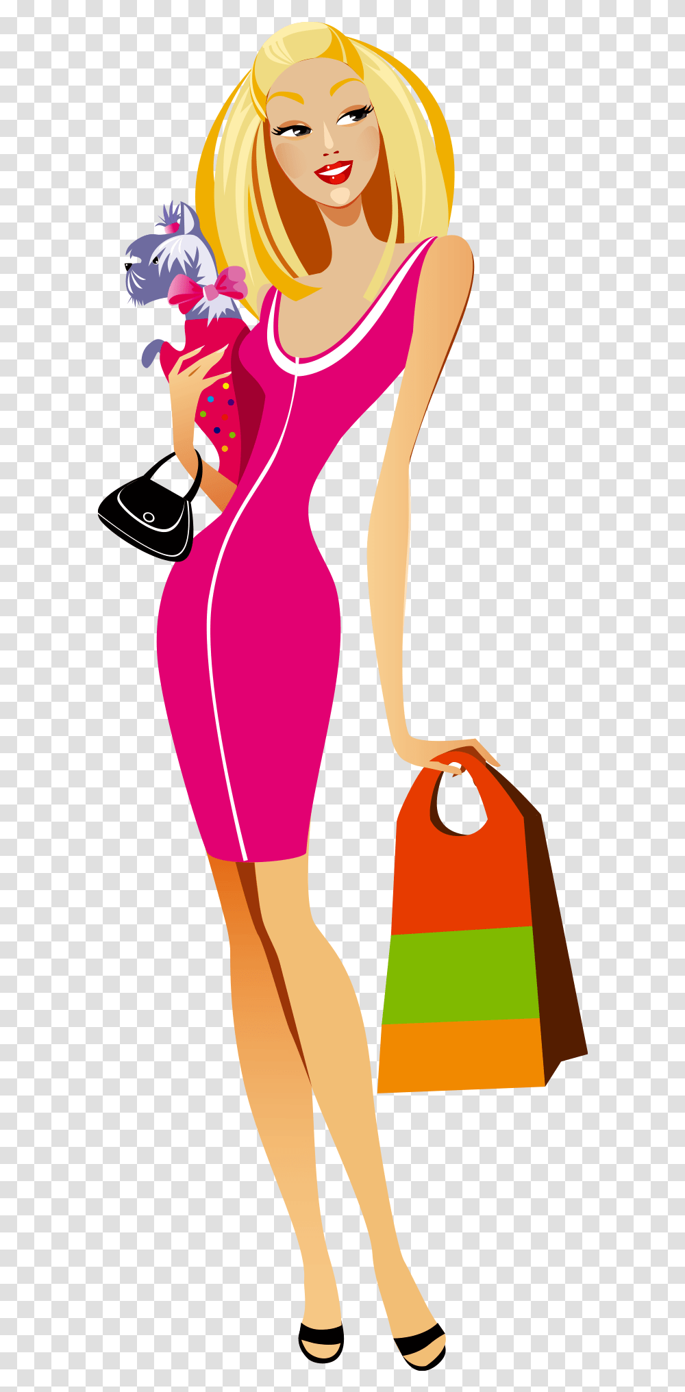 Fashionable Woman Caricature Download Vector Graphics, Person, Human, Bag Transparent Png