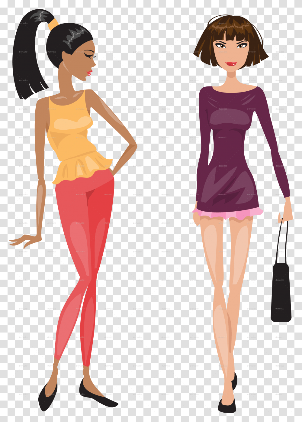 Fashionable Woman Images Cartoon, Person, Female, Dress Transparent Png