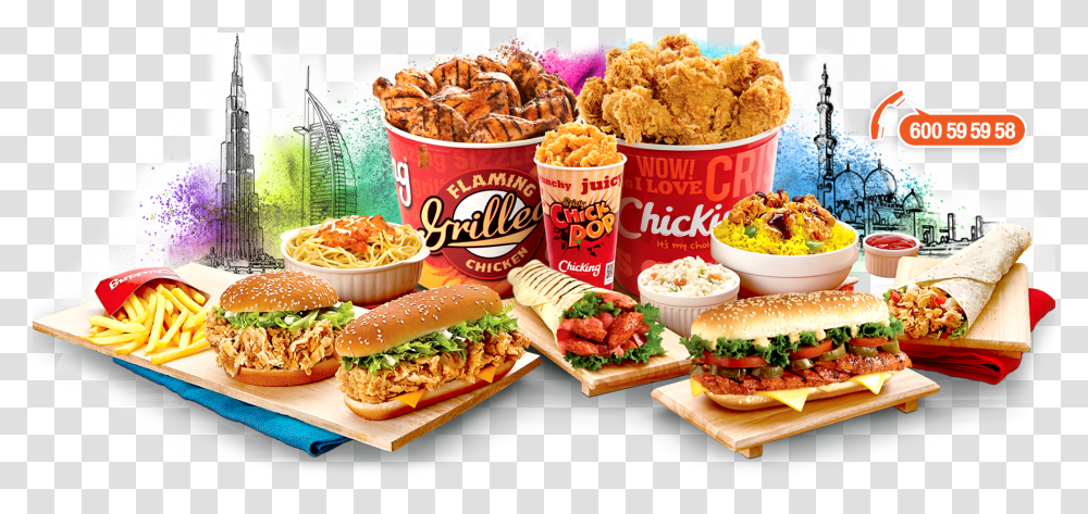 Fast Food Junk Food Hamburger Fried Chicken Kfc, Snack, Lunch Transparent Png