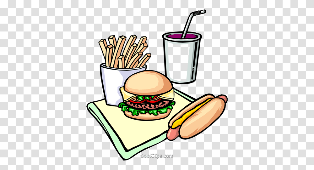 Fast Food Royalty Free Vector Clip Art Illustration, Burger, Hot Dog, Fries Transparent Png