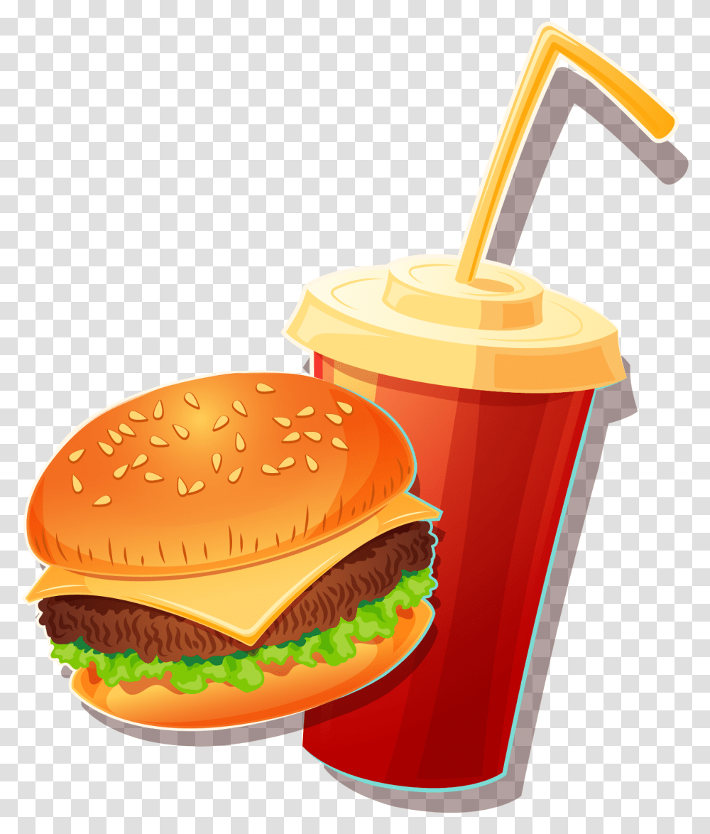 Fast Food Veggie Burger Junk Vector Handpainted Fast Food Vector, Beverage, Drink, Soda, Ketchup Transparent Png