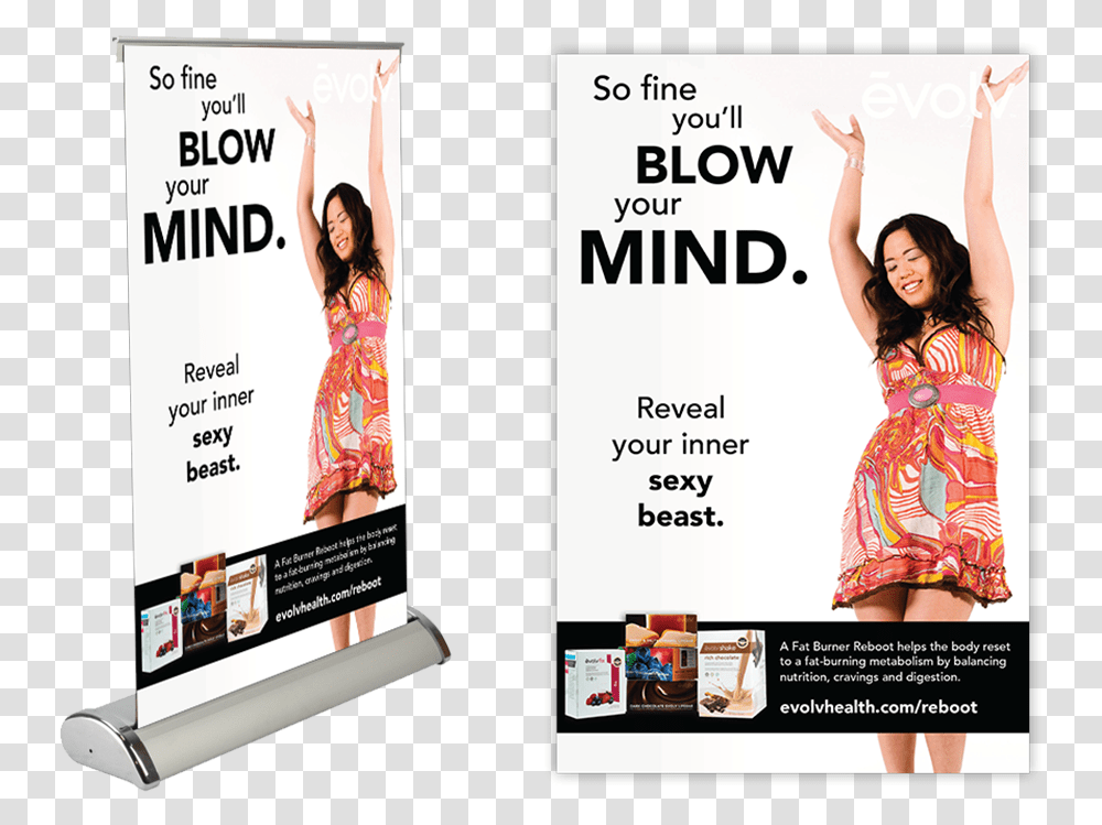 Fat Burner Reboot Mini Table Top Retractable Banner Happy Woman, Person, Human, Advertisement, Poster Transparent Png