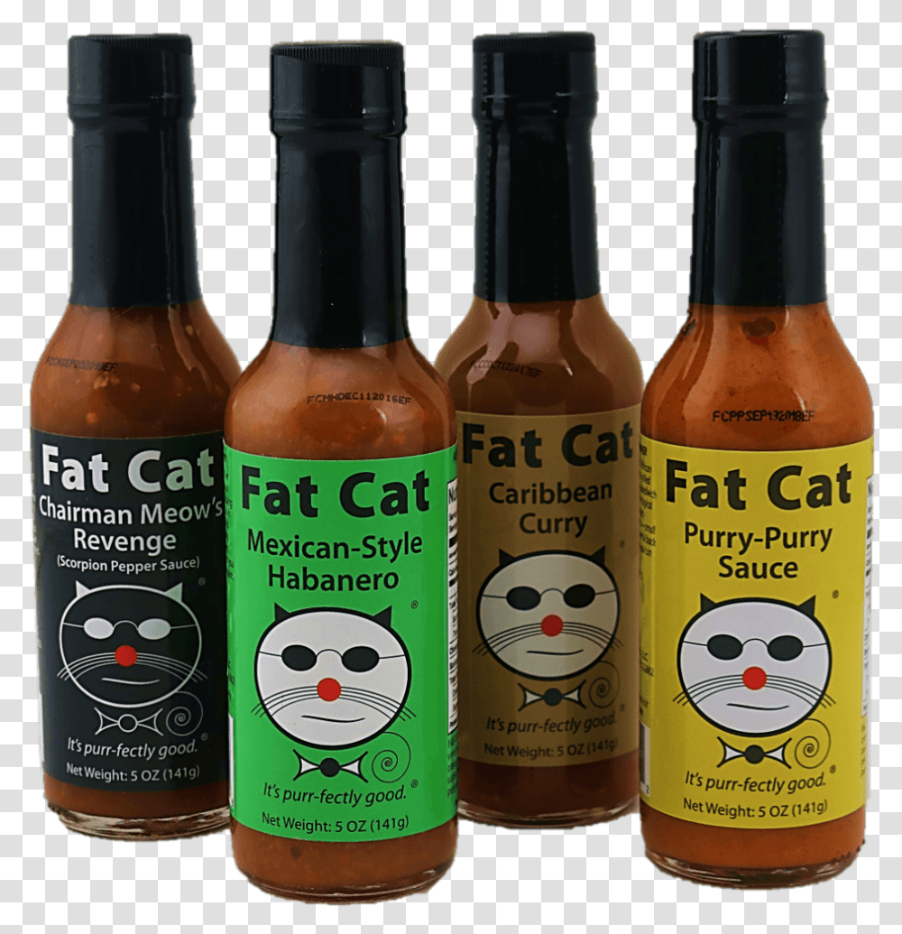 Fat Cat Hot Sauce Sampler Pack Cats Meow Hot Sauce, Beer, Alcohol, Beverage, Food Transparent Png