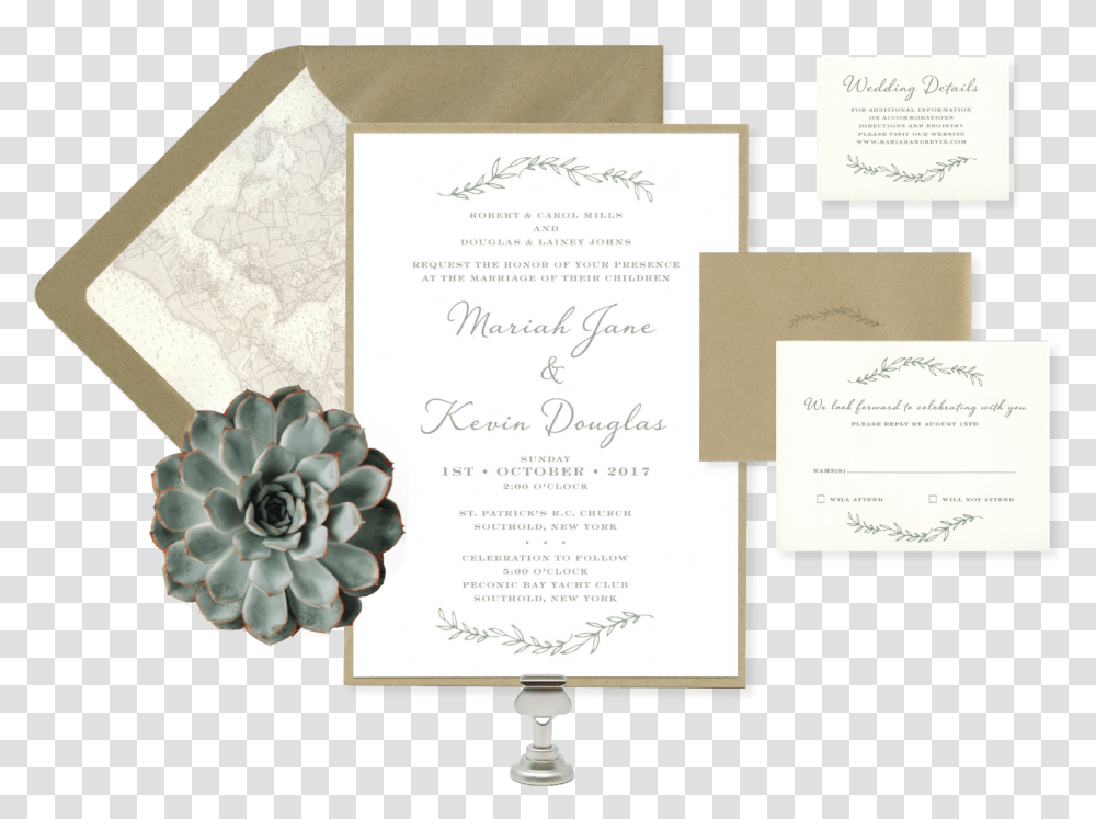 Fat Cat Made Our Invitations Menus And Place Cards Floral Design, Envelope, Document, Diploma Transparent Png