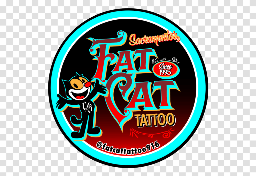 Fat Cat Tattoo Con Safos, Logo, Trademark, Label Transparent Png