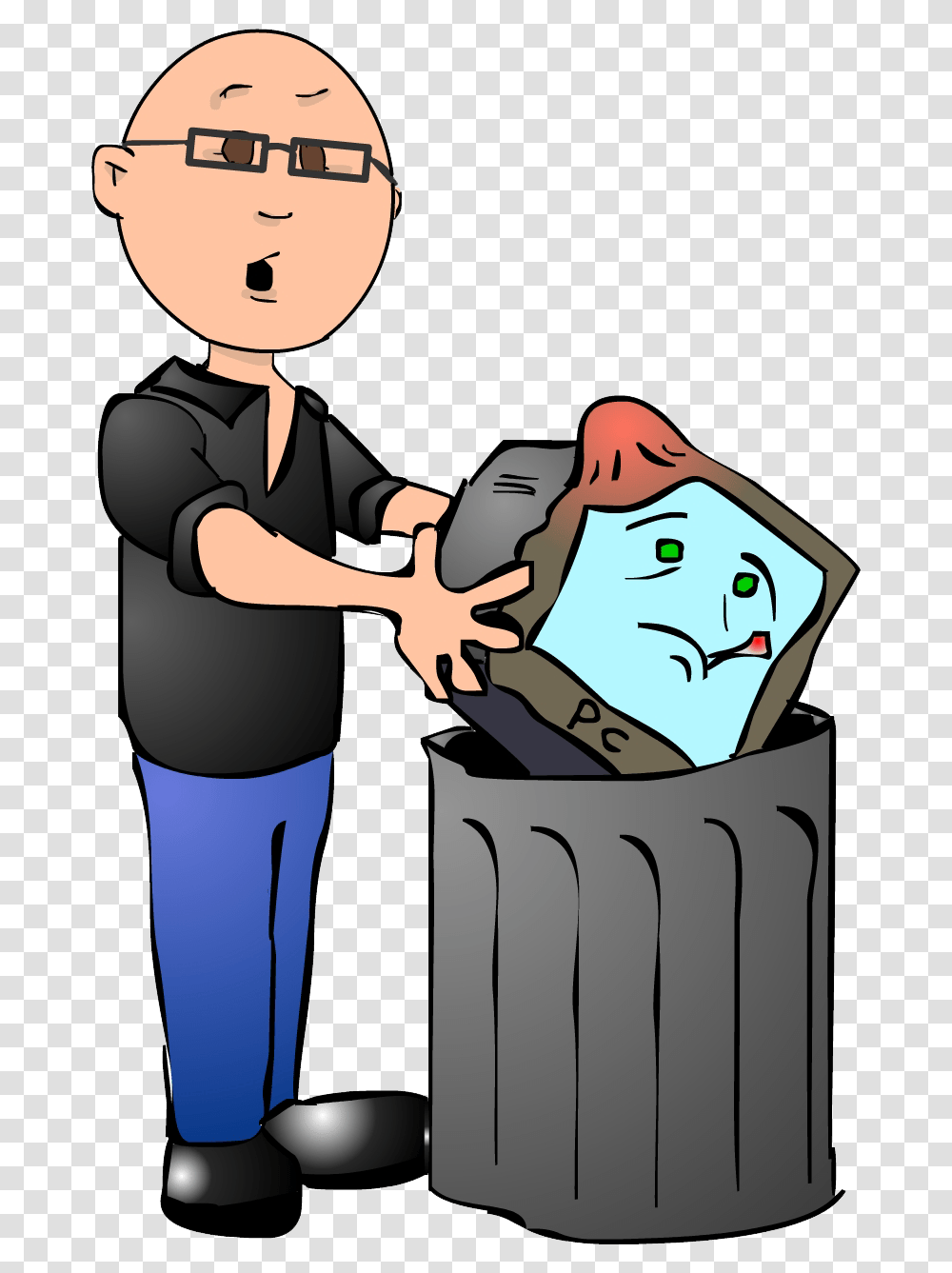 Fat Guy Bald Guy Computer, Tin, Can, Trash Can, Washing Transparent Png