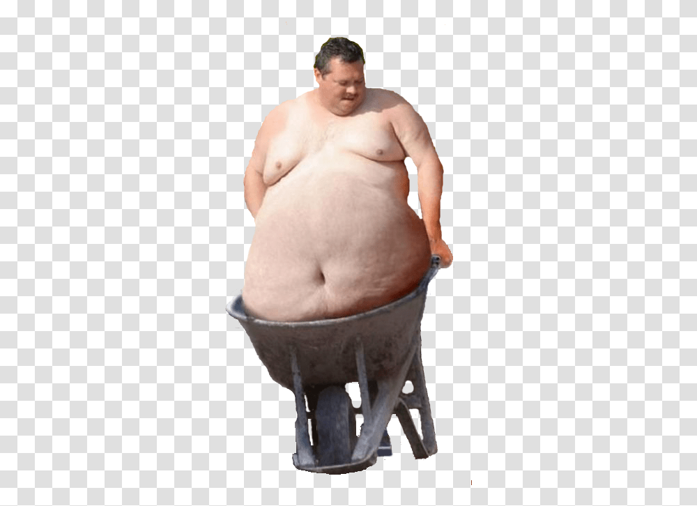 Fat Guy In Wheelbarrow, Skin, Person, Human, Baby Transparent Png