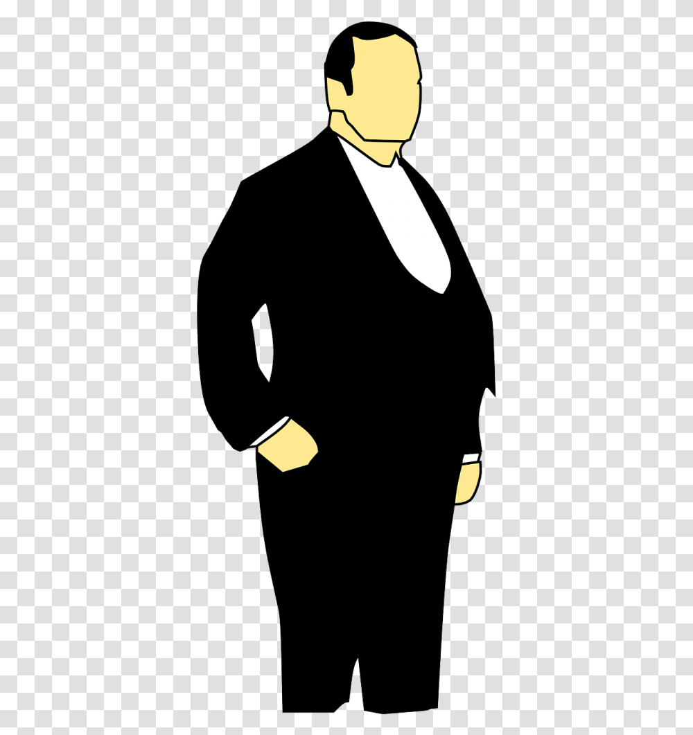 Fat Man In Suit Cartoon Clipart Man In A Tuxedo Clipart, Person, Sleeve, Long Sleeve Transparent Png