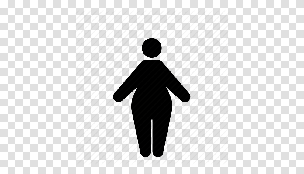 Fat Man Obese Overweight People Person Woman Icon, Silhouette, Pedestrian, Standing, Hand Transparent Png