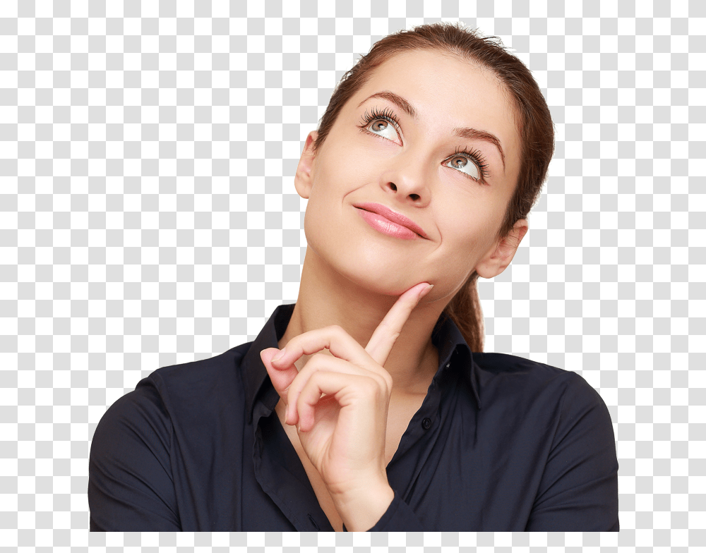 Fat Reduction Questions Thinking A Person For Youtube Thumbnail, Face, Female, Woman, Finger Transparent Png