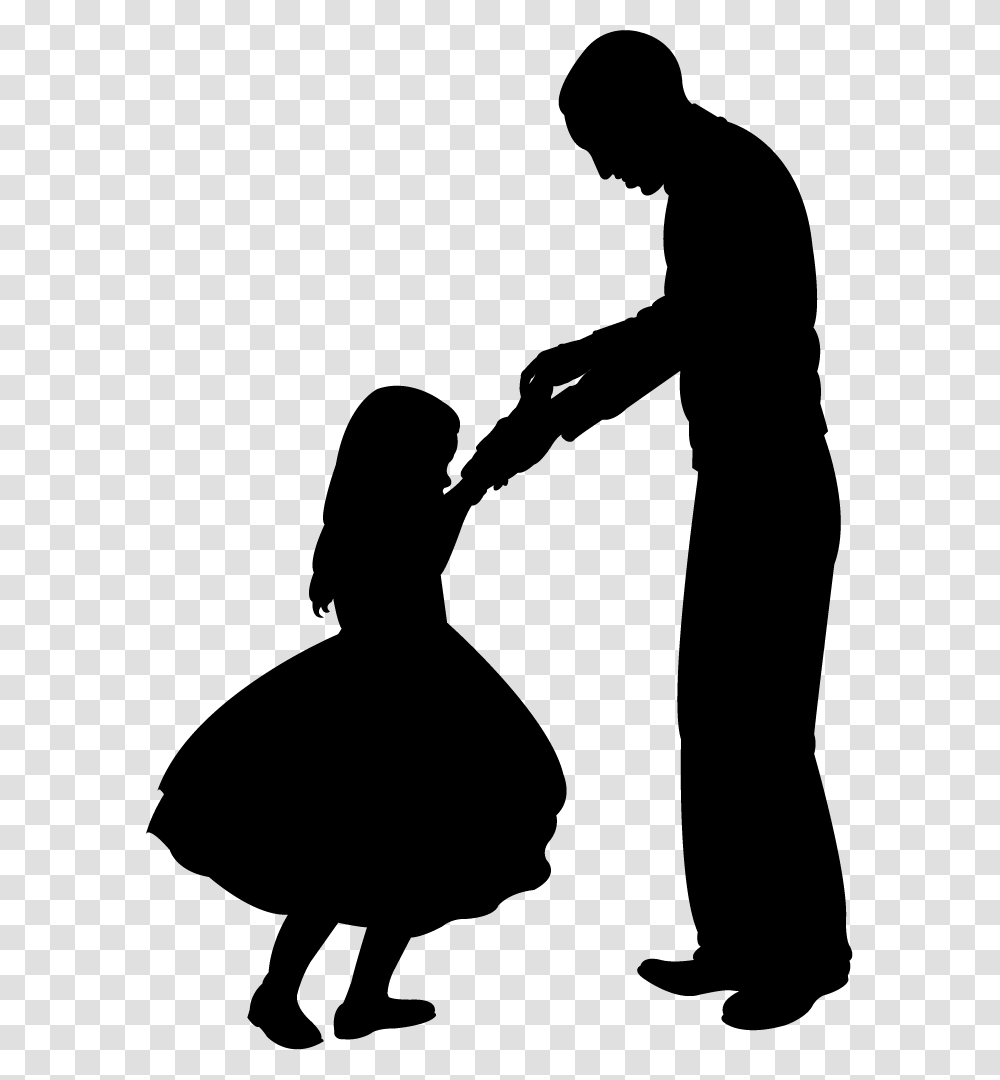Father And Daughter Dancing Black Silhouette, Person, People, Photography, Hairdresser Transparent Png