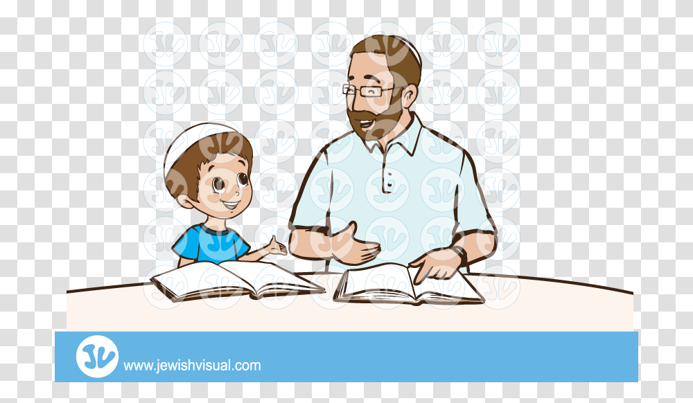 Father And Son Clipart Learning Torah Clipart, Word, Person, Number Transparent Png