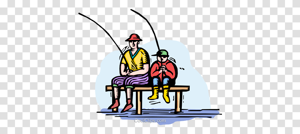 Father And Son Fishing From Dock Royalty Free Vector Clip Art, Outdoors, Water, Person, Human Transparent Png