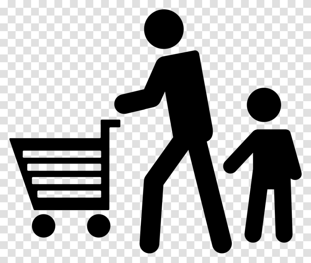 Father And Son People Shopping Cart Icon, Person, Tarmac, Sign Transparent Png