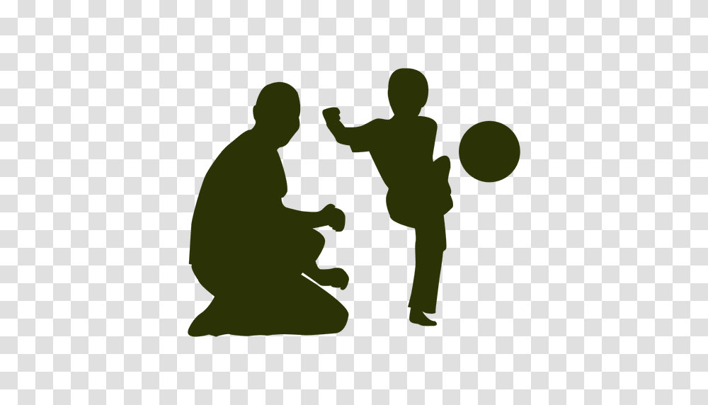 Father And Son Playing Football, Person, Human, Kneeling Transparent Png