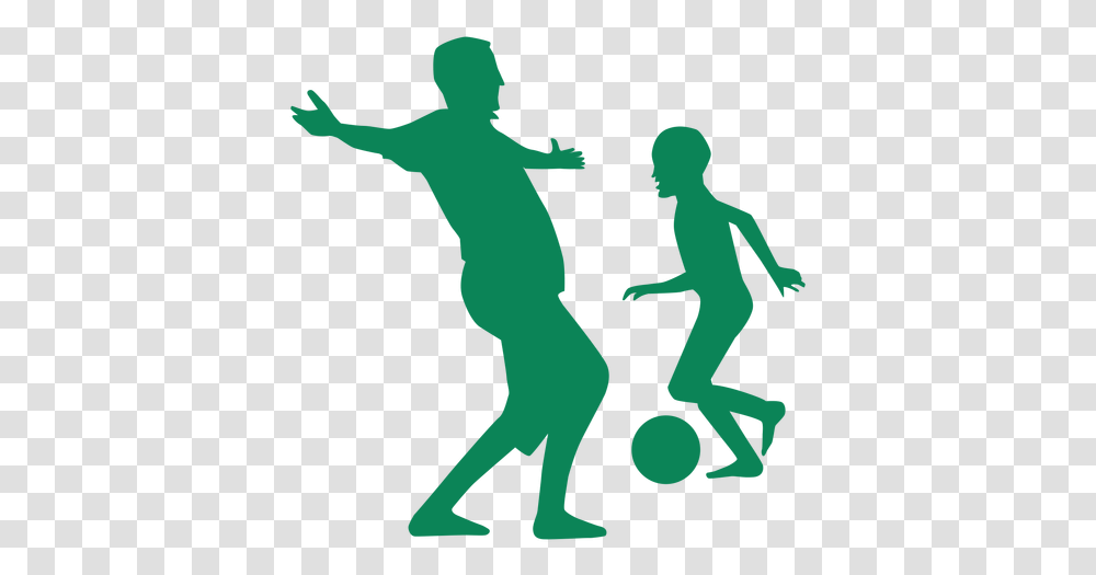 Father And Son Playing Football Silhouette Pai E Filho Jogando Bola Desenho, Poster, Person, People, Symbol Transparent Png