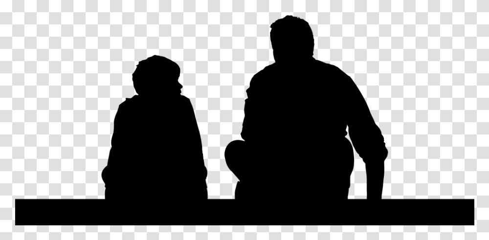 Father And Son Sitting Silhouette, Gray, World Of Warcraft Transparent Png