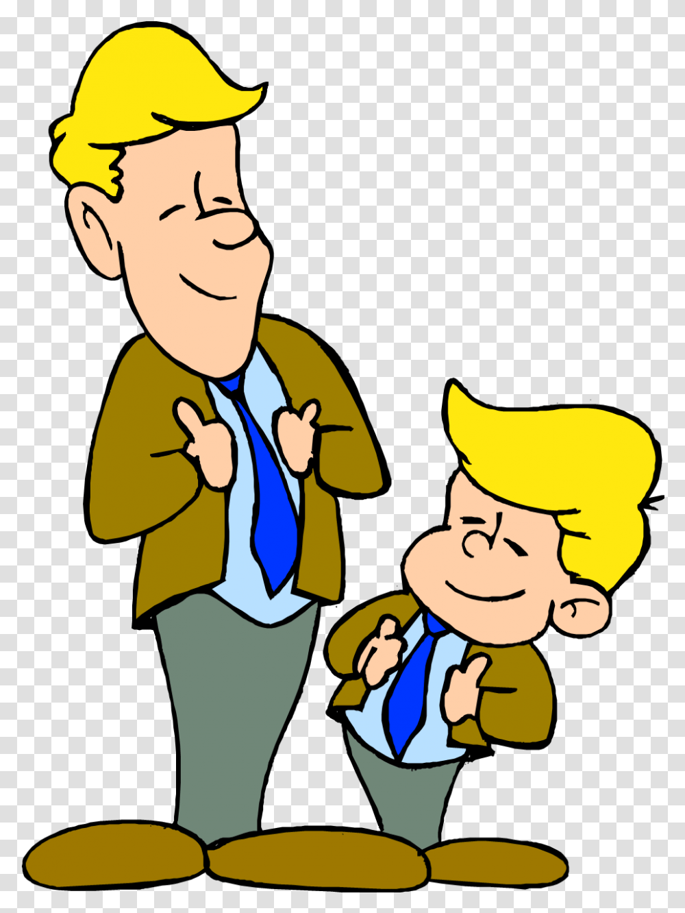 Father And Son Talking Like Like Father Like Son Cartoon, Person, Performer, Costume, Graduation Transparent Png