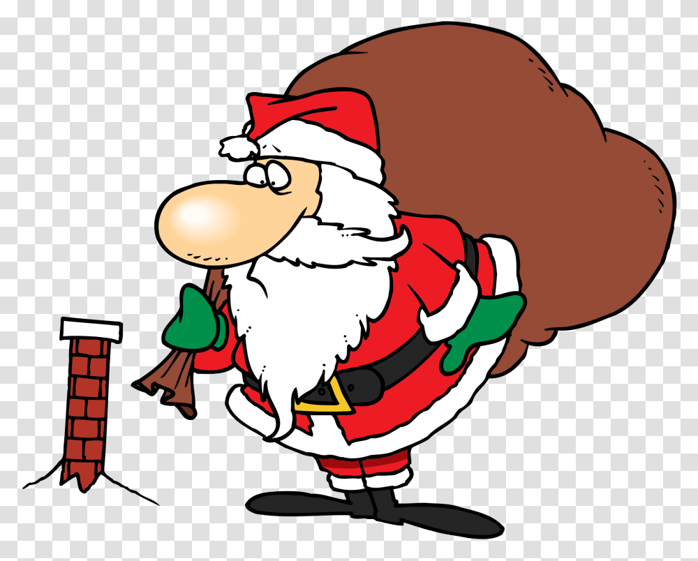 Father Clipart Worried Fat Santa Claus In Chimney, Food, Washing Transparent Png