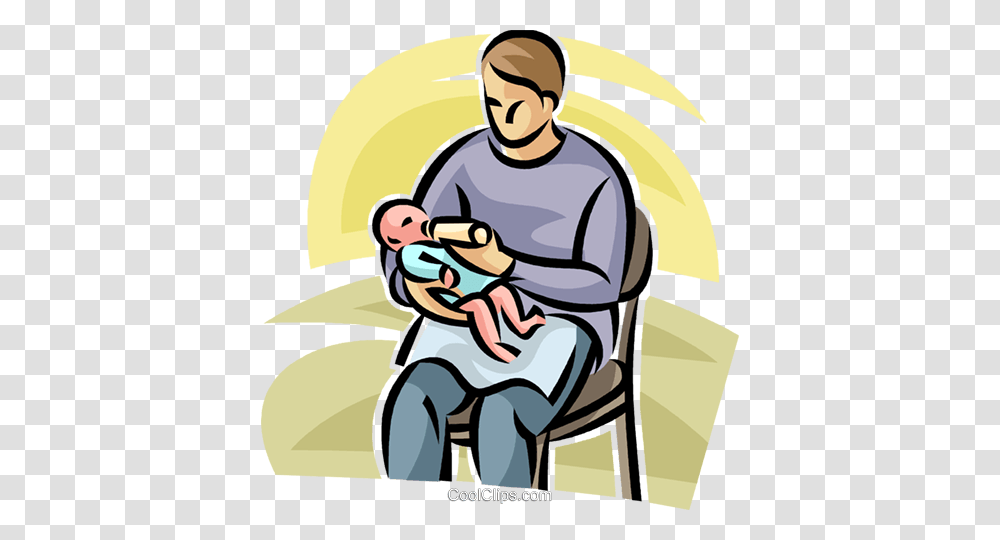 Father Giving A Baby A Bottle Royalty Free Vector Clip Art, Chair, Furniture, Sitting, Outdoors Transparent Png