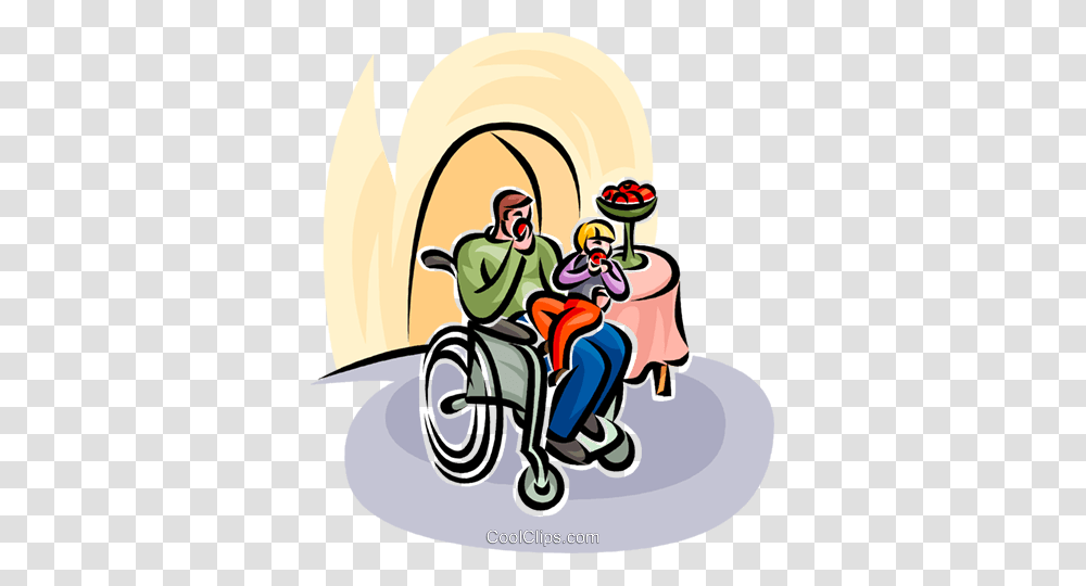 Father In Wheelchair Eating Apple Royalty Free Vector Clip Art, Furniture Transparent Png