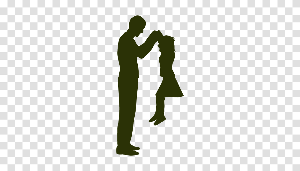 Father Picking Daughter Silhouette, Person, Kneeling, Standing, Pedestrian Transparent Png